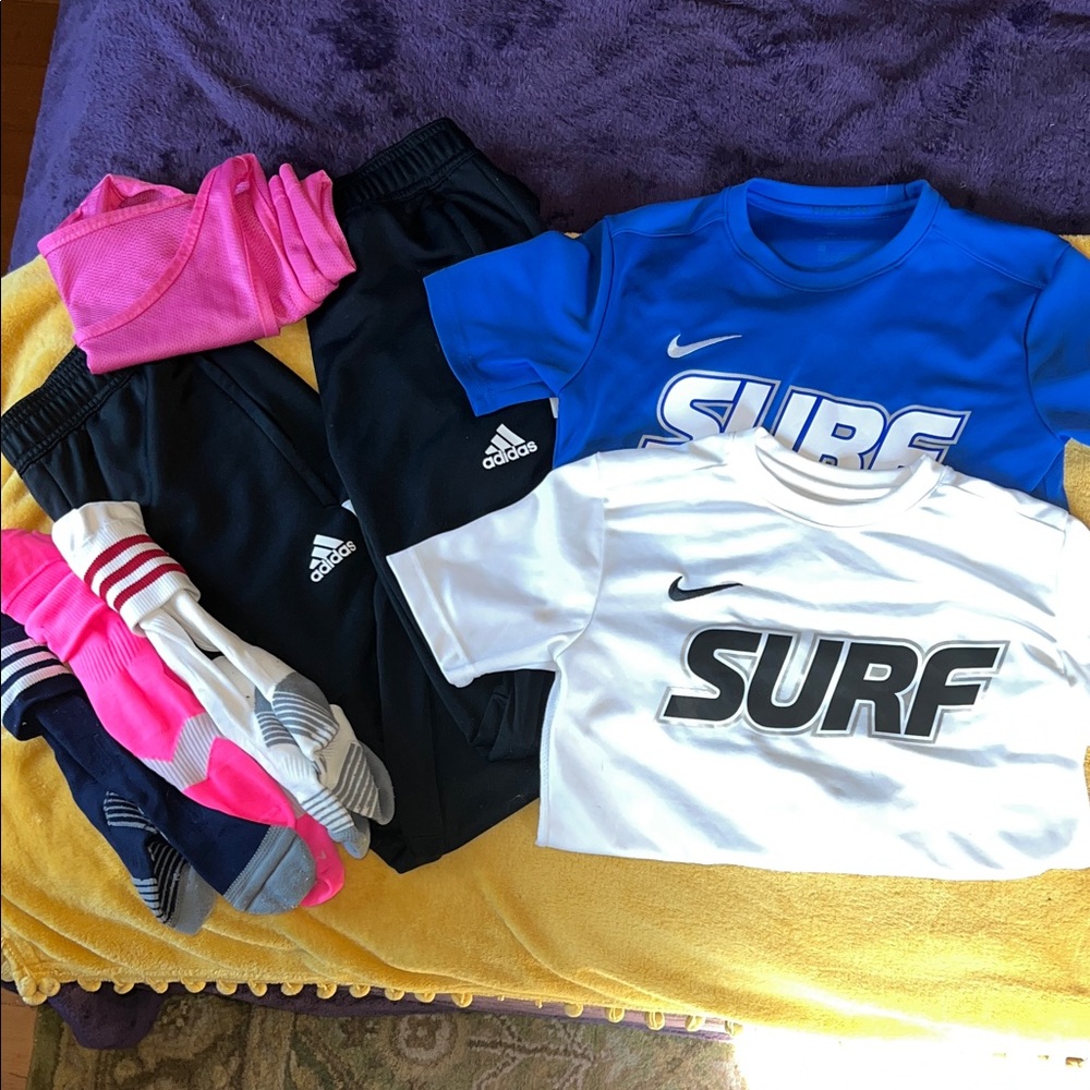 Nike and Adidas Kid’s Soccer Training Kit Sweats Jerseys and socks